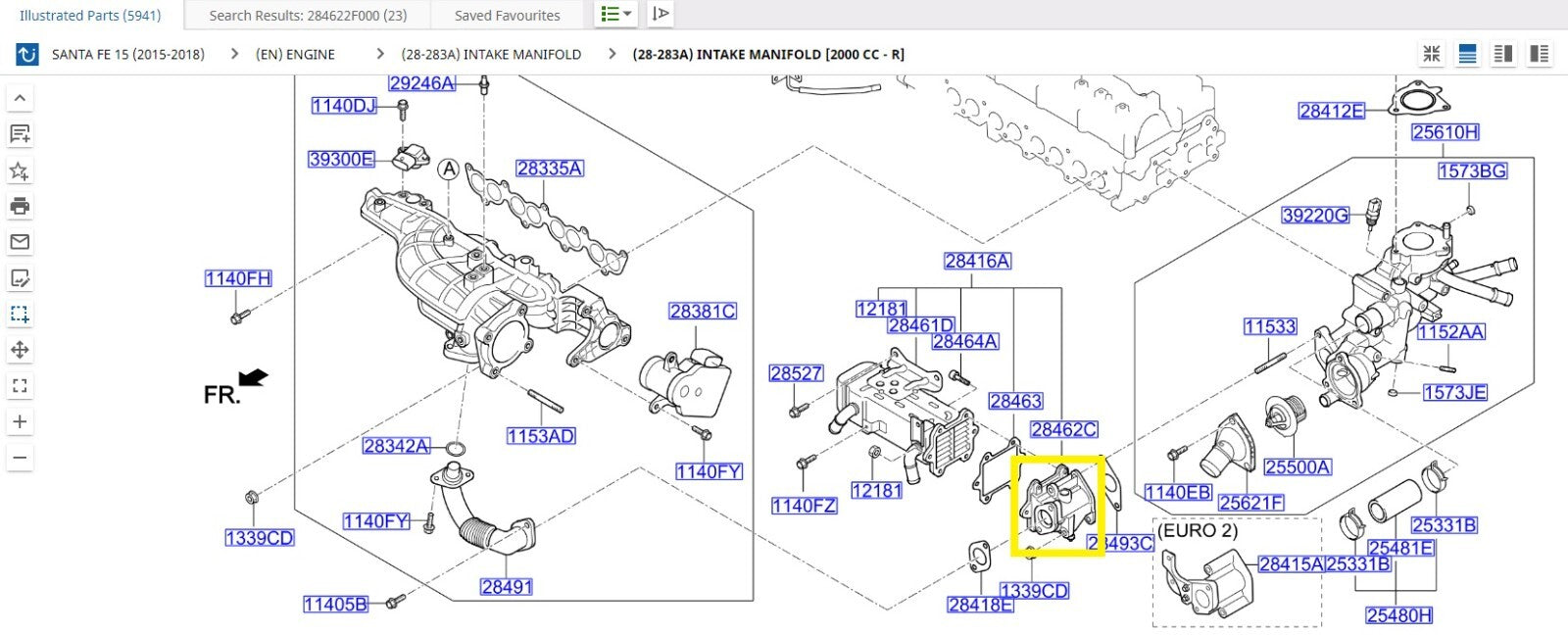 Hyundai EGR valve Santa Fe 284622F000