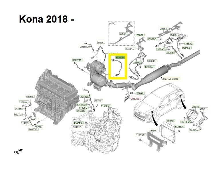 Hyundai Tucson Kona I30 Rear Lambda Sensor 393512U001
