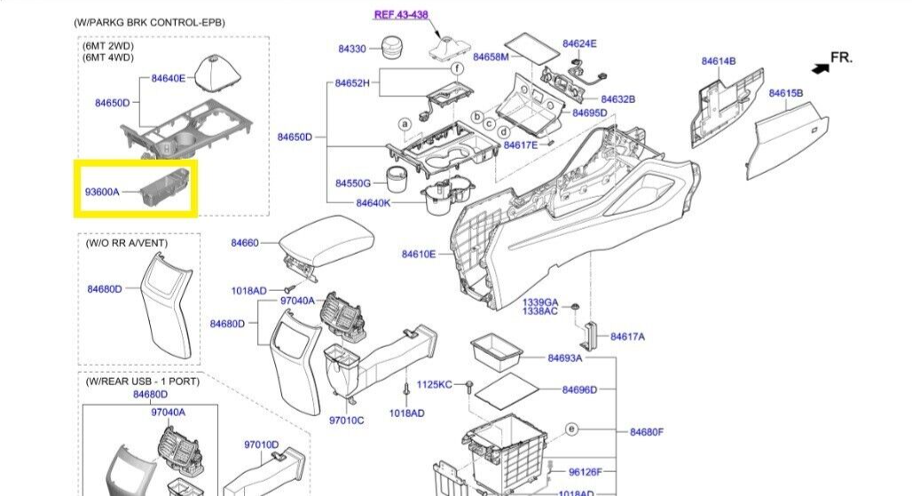 Hyundai Tucson EPB Parking Brake Switch 93600D79004X