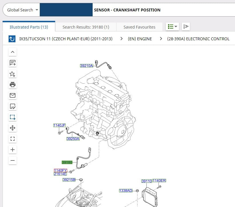 HYUNDAI CRANKSHAFT SENSOR PETROL 391802B000