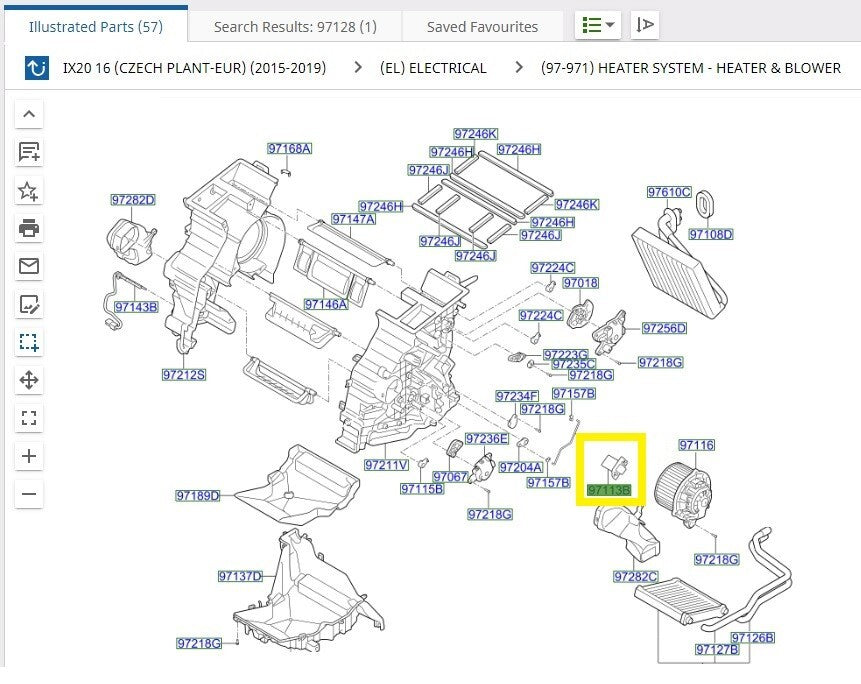 Hyundai IX20 Rheostat / Heater Resistor 971283K000