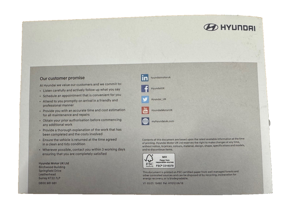 Hyundai Service History Book Blank Unused HMS2446