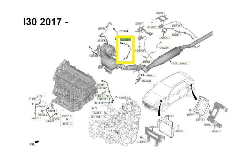 Hyundai Tucson Kona I30 Rear Lambda Sensor 393512U001