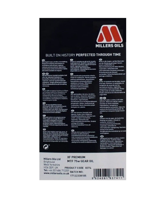 Millers Oils MTF 75w Fully Synthetic Transmission Oil 2 Litres 8374