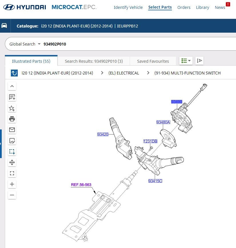 Hyundai i20 Clock Spring 934902P010