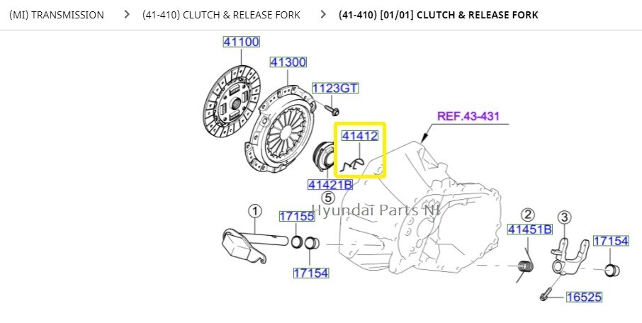 Hyundai Kia Clutch Bearing Release Clip Pack of 5 4141202500